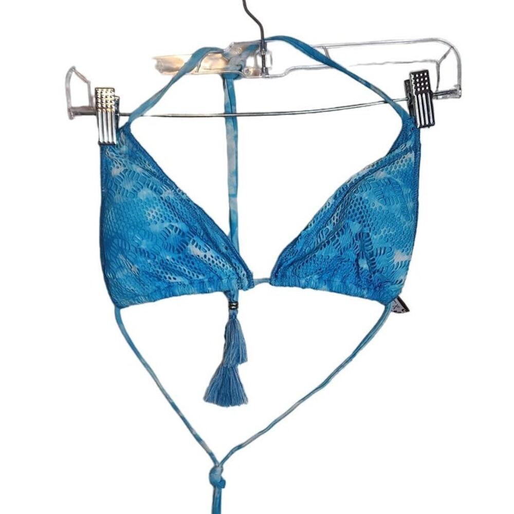 BECCA Blue String Bikini Top, NWT, Small